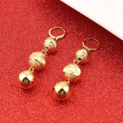 Bead Earrings for Women Gold Color Jewelry Round Ball Earring Africa Arab Middle East Ethiopian Gift