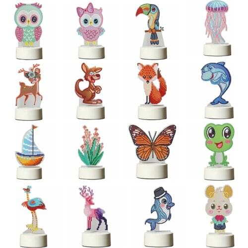 LED Decoration Light Lamp DIY Full Drill Diamond Painting Light Night Lamp Bedroom Home Desk Decorative Animal Night Lamp