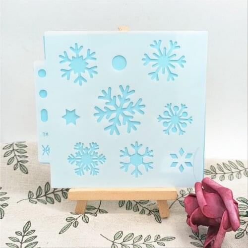 Snowflake 13*14cm scrapbook stencils spray plastic mold shield DIY cake hollow Embellishment printing lace ruler child toys