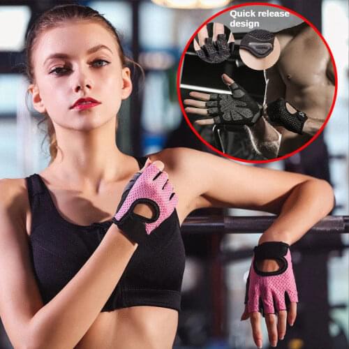1 Pair Men Women Gym Half Finger Sports Fitness Exercise Training Wrist Gloves Anti-slip Resistance Weightlifting Gloves