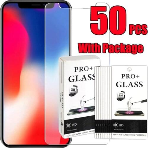 50pcs 2.5D Premium Tempered Glass Guard Screen Protector Film For iPhone 12 Mini 11 Pro Max XS XR X 8 7 6 Plus SE With Package