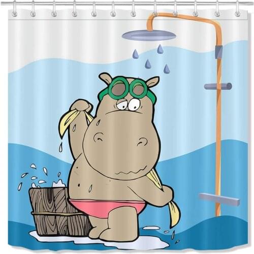 Shower Curtain Funny Animal Shower Polyester Fabric Extra Long Bath Curtains Waterproof Anti Mold Bathroom Decoration Home Acces