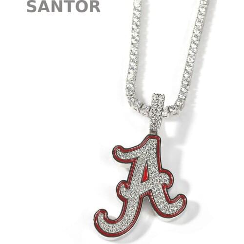 Letter Pendent Necklaces for Women Iced Out Small Baguette Cubic Zirconia Letters Personalized Hip Hop Jewelry