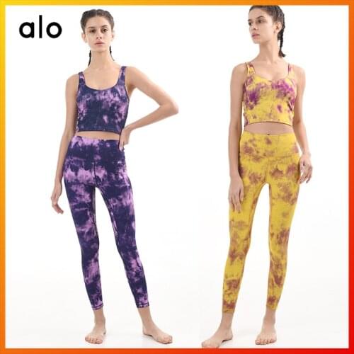 Alo Yoga Womens 6-Color Tie-Dye Leggings Sexy Sweatpants Yoga Fitness Running Pants High Waist Hip Lift A9011