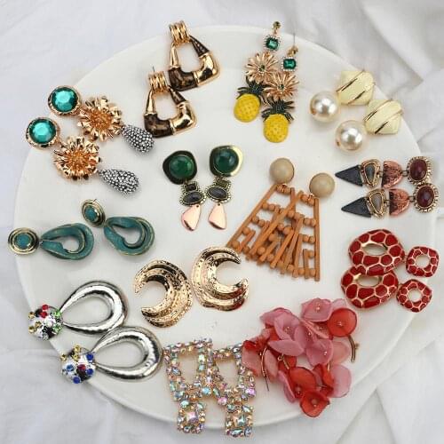 AENSOA Women Alloy Drop Earrings Luxury Elegant Unusual Dangle Earring Fashion Unique Korean Pendant Earring 2021 Trendy Jewelry