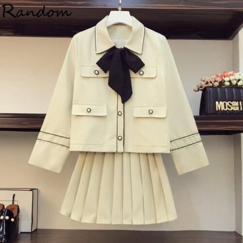 Elegant Office Skirt Suit Women Blazer Coat Top And Pleated Mini Skirt Two Piece Set Smart Casual Matching Set Female Clothes