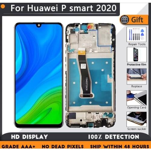 For HUAWEI P Smart 2020 LCD screen assembly with front case touch glass, original Black, Blue, Green