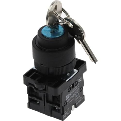 1Pcs key lock switch selector switch rotary switch knob switch 3 position NO+NO 10A/600VAC XB2-EG33 22mm