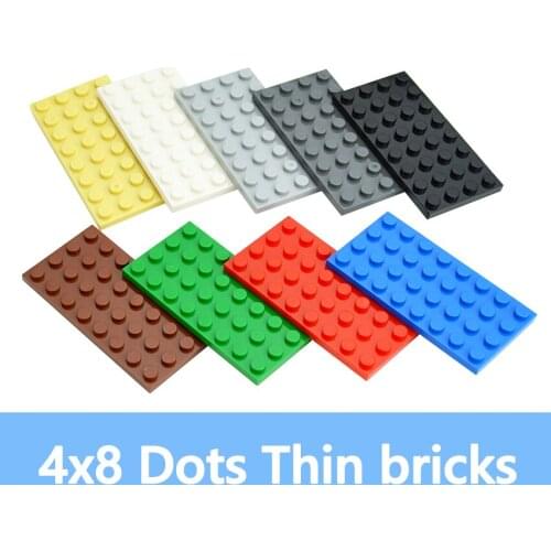 10pcs DIY Building Blocks Thin Figures Bricks 4x8 Dots 10Color Educational Bulk Model Toys Compatible With 3035 For Children