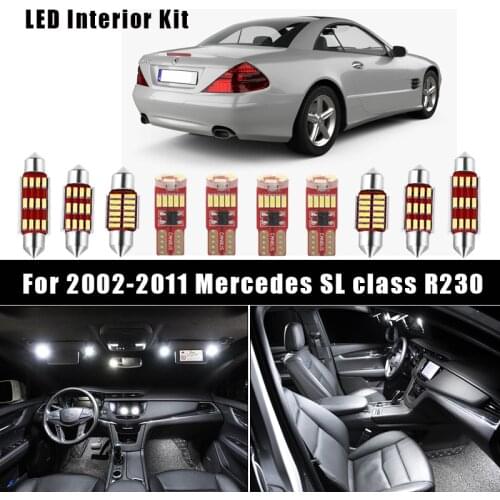 11pcs Canbus LED Interior Dome Map Trunk Light Kit For Mercedes For 2002-2011 Mercedes-Benz SL class R230 SL350 SL600 SL55 AMG