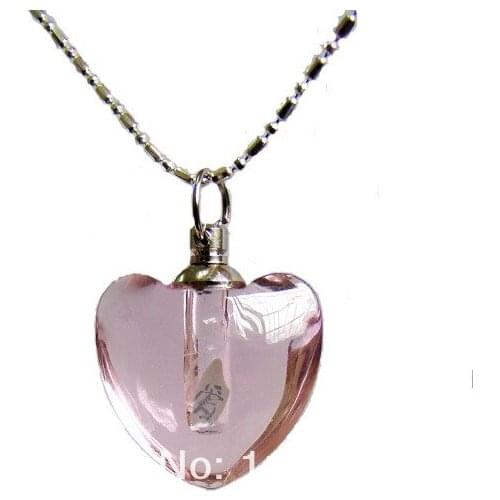 25pcs/lot pink Smooth hearts Rice vials pendants rice vial pendant perfume empty glass bottle glass spray perfume bottl