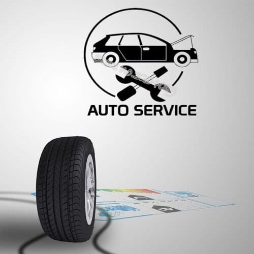 Auto Service Wall Sticker Car beauty shop Vinyl wall Decal Car Repair Wrench Crossed mural Self-adhesive Workshop Logo EB393