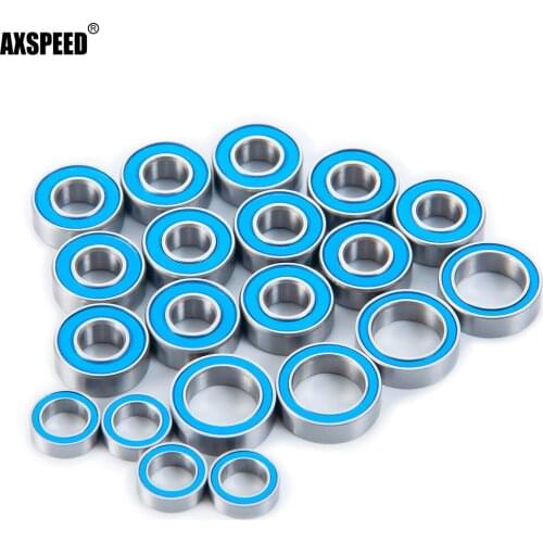 AXSPEED 20Pcs Ball Bearings Blue Rubber Sealed Bearing Chrome Steel Kit for All Tamiya TT-01 RC Car Upgrade Parts