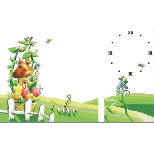 FREE delivery Top Quality popular counted Triptych cross stitch kit grassland prairie spring house clock