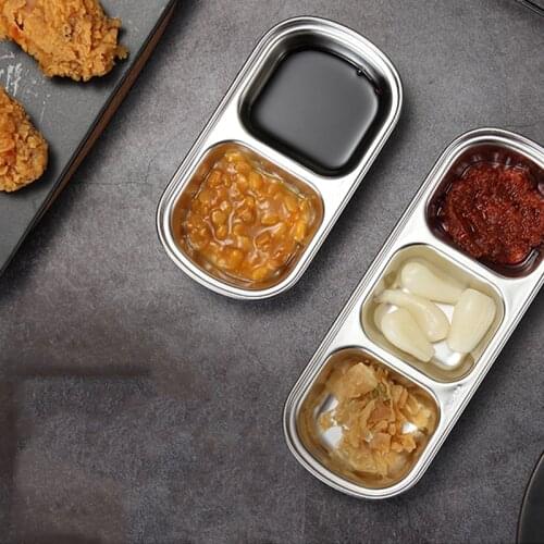 304 Stainless Steel Pepper Seasoning Dish Roast Meat Sauce Bowl Separate Sushi Vinegar Soy Plates Tableware Food Seasoning Tray