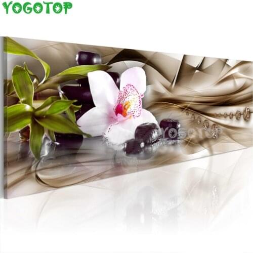 Large diy diamond Embroidery white orchid 5d Diamond Painting full bamboo stones of Rhinestone Mosaic puzzle Nordic art YY4657