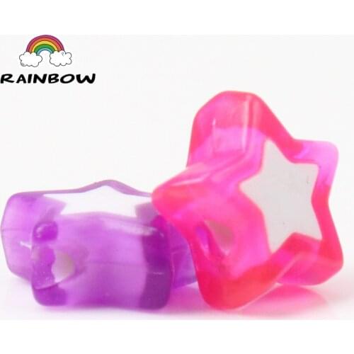 New DIY Mixed Outside Colorful Middle White Star Beads Acrylic Spacer Loose Beads For Jewelry Making 9mm 100PCs