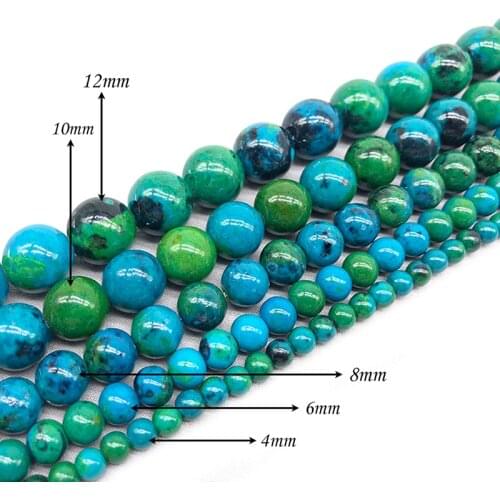 Natural Stone Loose BeadsChrysocolla LooseBall Beads for Men Jewelry Handmade Making Bracelets Necklaces Gifts J224