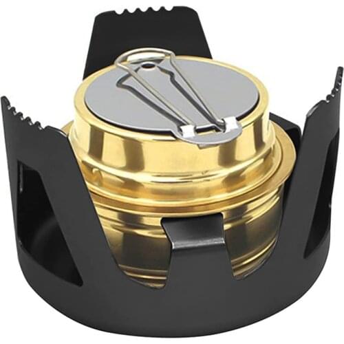 Black Mini Alcohol Stove Burner Outdoor Ultralight Brass Camping Cooking Stove Outdoor Camping Backpacking Tourist Burner Set