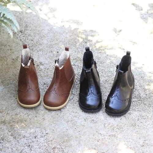 Kids Genuine Leather Retro Girls Boots Real Leather Chelsea Boots Children Chelsea Boots Baby Rain Boots Boys Girls Western Boot