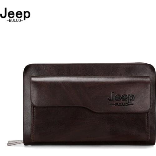 Jeep Buluo Long Wallet Men Clutch Bag Large Capacity Male Big Purse Phone High Quality Business Handbag For Man