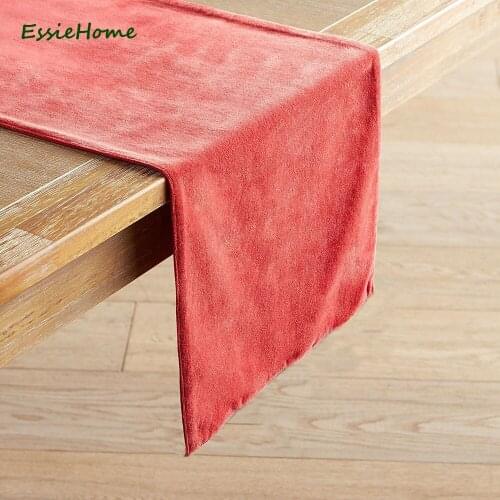 ESSIE HOME Coral Double Side Matte Velvet High End Table Runner Table Cloth Table Runner Placemat