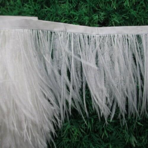 Ostrich feather trims 1 Yards/lot 10-15cm height Ostrich feather fringes white