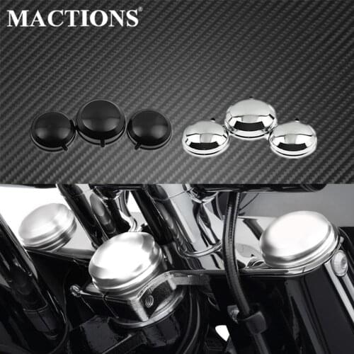3xMotorcycle Upper Fork Stem Covers Black/Chrome For Harley Dyna Fat Bob Low Rider FXDF Softail Sportster XL 883 1200 1988-2013