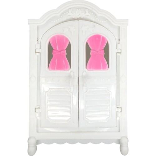 NK 1 Pcs Doll Fashion Accessories Plastic White Wardrobe Mini Closet for Barbie Doll Dollhouse Living Room Dollhouse Toy DZ