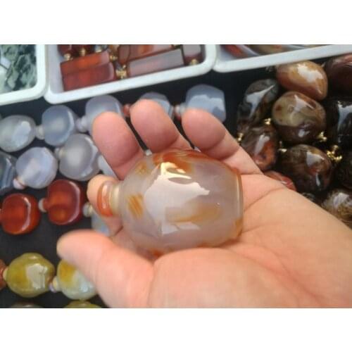 Hot sell Fine Jewelry Chinese Natural Pattern Agate Snuff Bottle free shipping