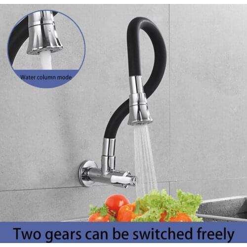 Matte black kitchen faucet countertop wall-mounted kitchen faucet single cold universal 360 degree rotating sink faucet