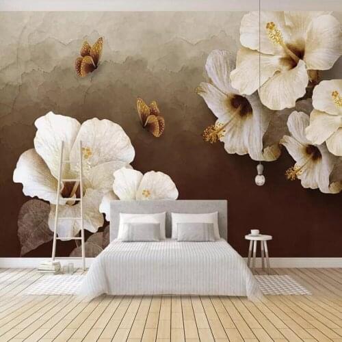 Milofi Custom 3D Wallpaper Mural European Nostalgic Flowers Butterfly Background Wall Decoration Wallpaper Mural