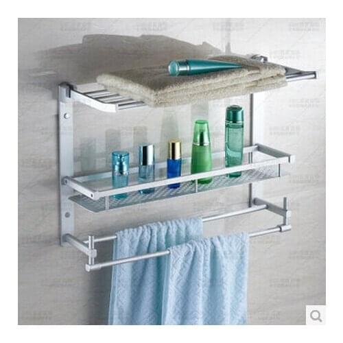Towel rack shelf space aluminium multifunction 3 layer The new folding king 60 cm bath towel rack