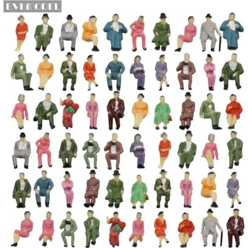Model Trains Seated People 1:87 Painted Figures Passenger HO Scale Miniature Scenery Layout 60pcs P87S