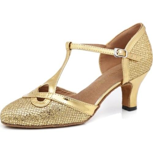 Fashion Comfortable PU Latin Dance Shoes Social Party Tango Waltz Samba Ballroom Dancing Shoes Women Ladies Heel 3.5/6/8cm A145