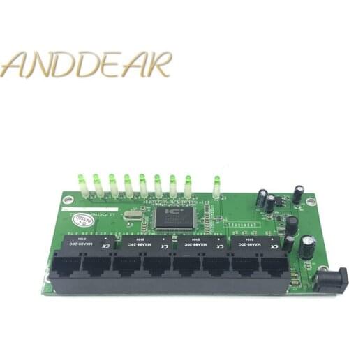 OEM 10 / 100mbps RJ45 8 Port Fast Ethernet Switch module Lan Hub US EU Plug 5v Adapter Power Supply Network Switch motherboard