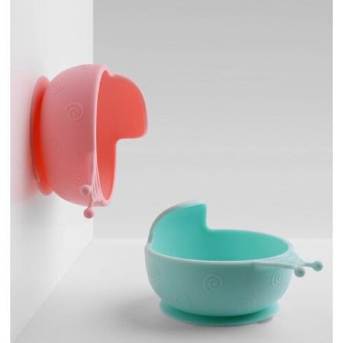 Snail Shape Silicone Baby Suction Bowl Slip Resistant Learning Feeding Tableware Kids Plate/Tray Suction Cup Baby Dinnerware Set