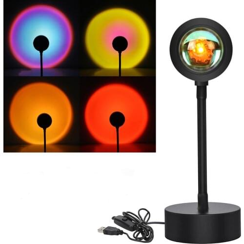 USB Rainbow Sunset Red Projector Led Night Light Sun Projection DeskLamp Bedroom Bar Coffee Store Decoration Lighting Atmosphere