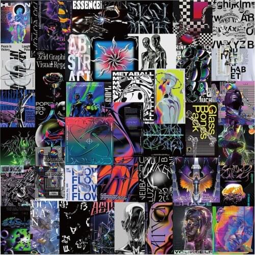 10/30/48PCS Harajuku Style Acid Graphic Waterproof Stickers Skateboard Guitar Suitcase Freezer Motorcycle Kid Toy Sticker Decal