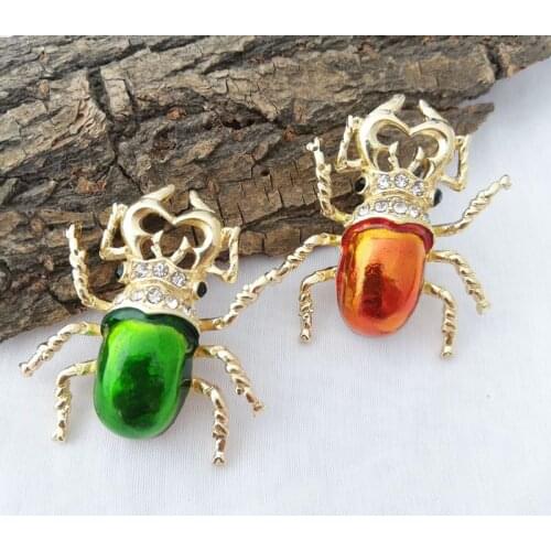 10 pcs / lot fashion jewelry accessories gold metal enamel insect beetle brooch pin