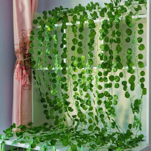2.2M Long Artificial Plants Green Ivy Leaves Artificial Vine Fake Parthenocissus Foliage Leaves Home Wedding Bar hanging plants