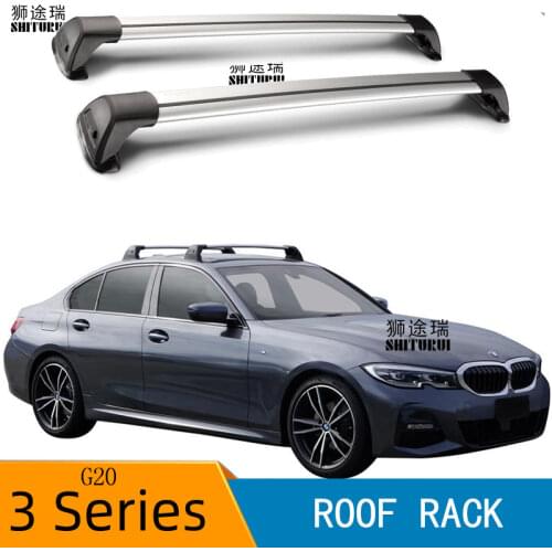 2 Pcs for BMW 3-Series G20 Sedan May 2019- Roof Bar Car Special Aluminum Alloy Belt Lock Led Shooting CORSS RACK