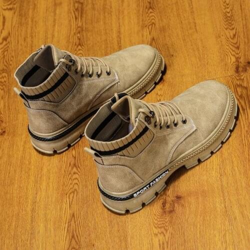 2020 Winter New Mens Boots All-match Fashion Velvet Boots Mens Korean Tooling High-top Warm Shoes