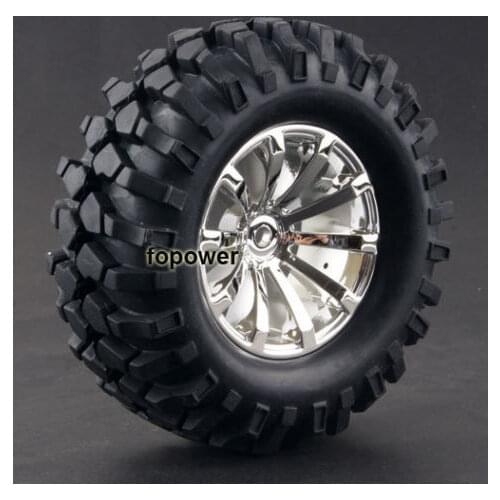 4PCS 1/10 1.9Inch Off Road Climb Rock Car Tires Super Soft 96MM Rubber Tyre plating Wheel Rim Hex 12MM For Tamiya CC01 D90 605