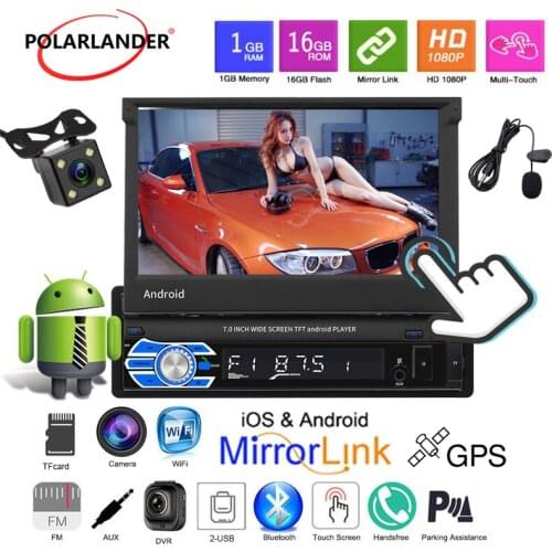 9706 1din Car Radio Touch Foldable Capacitive Telescopic Screen Reversing Image 7inch Bluetooth MP5 Player Android 8.0 System