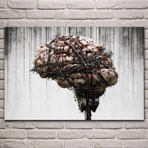 The Evil brain thorn human abstract living room decoration home wall art decor wood frame fabric posters KJ991