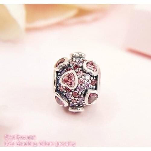 Valentines Day Authentic 925 Sterling Silver Explosion of Love Charm Multi-Colored CZ Beads Fit Brand Charms Bracelet Diy