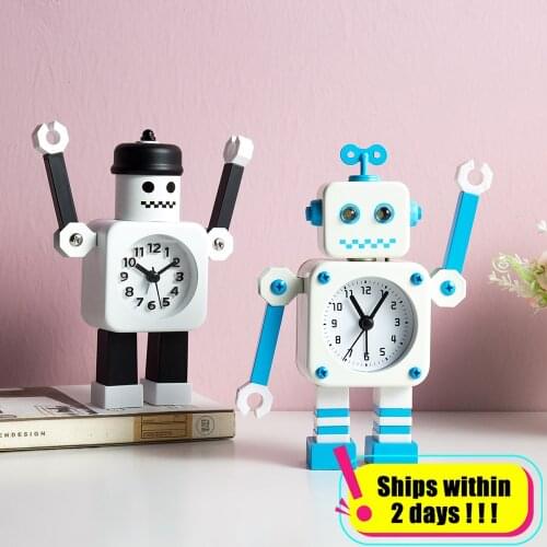 ROBOT-SHAPED ALARM CLOCK HOME DECORATION CHRISTMAS GIFT ANIME CARTOON CHARACTER KIDS TOYS BIRTHDAY PRESENT EUROPEAN STYLE