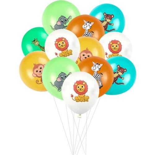 CYUAN 5pcs Jungle Animal Balloons 12inch Latex Balloon Helium Air Globos Kids Safari Birthday Party Decor Baby Shower Supplies