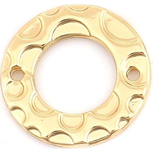 DoreenBeads Zinc Based Alloy Connectors Circle Ring Gold silver color Pattern Jewelry DIY Charms 15mm( 5/8") Dia, 10 PCs